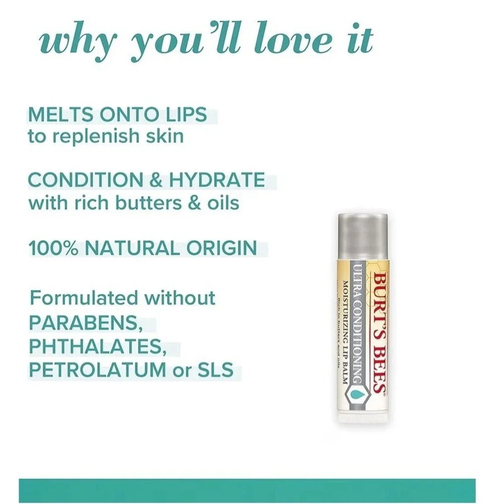 Set 2 Packs, Burt's Bees 100% Natural Moisturizing Lip Balm, Ultra Conditioning